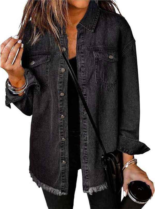 Natania | Oversized Denim Jacket with Button-Down for Women