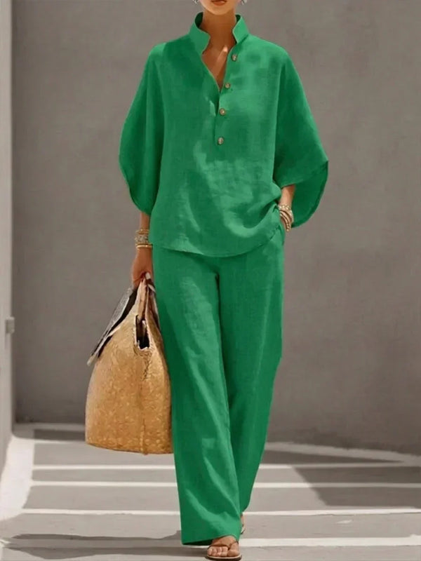 Maribelle | Two-Piece Set with Batwing Sleeves and Wide Trousers