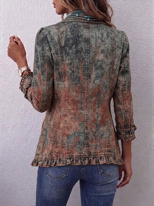 Flavie | Retro Jacket with Textured Ombré and Ruffles
