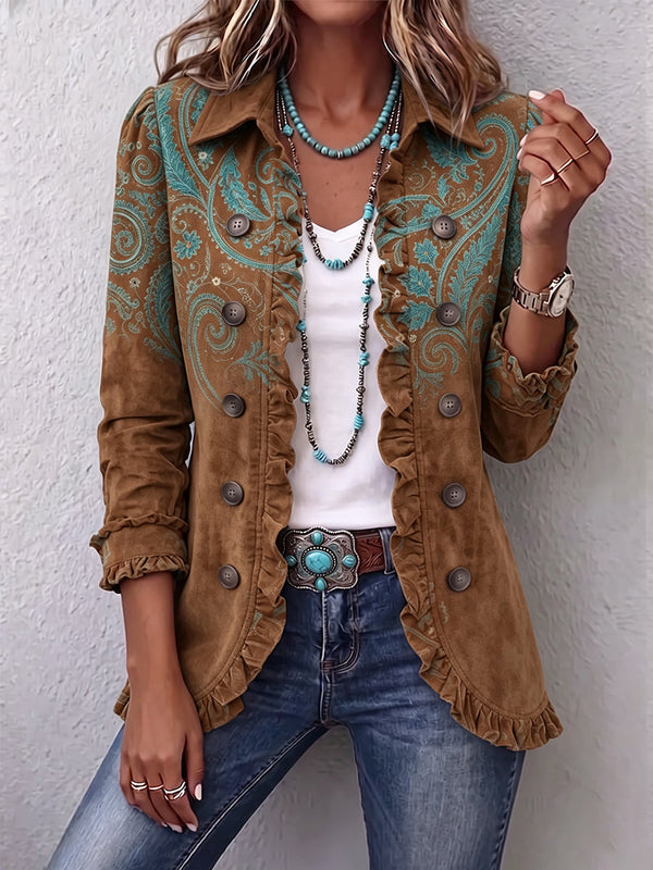 Séverine | Brown Paisley Jacket with Ruffles