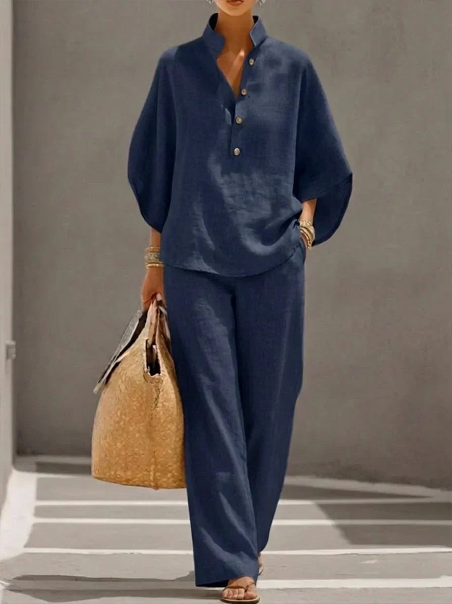 Maribelle | Two-Piece Set with Batwing Sleeves and Wide Trousers