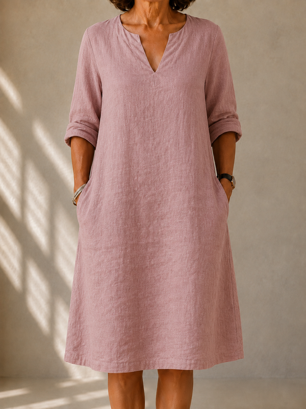 Μίντι τραπεζοειδές φόρεμα Martine σε dusty pink