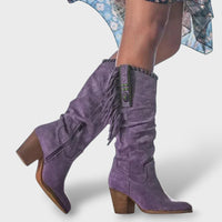 Women's Turquoise Fringe Suede Cowboy Boots