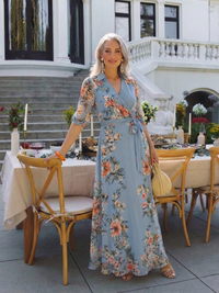 Elowen | Floral Wrap Maxi Dress with V Neckline
