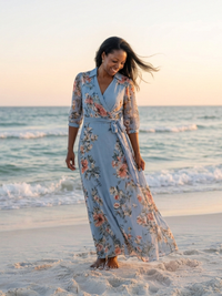 Elowen | Floral Wrap Maxi Dress with V Neckline
