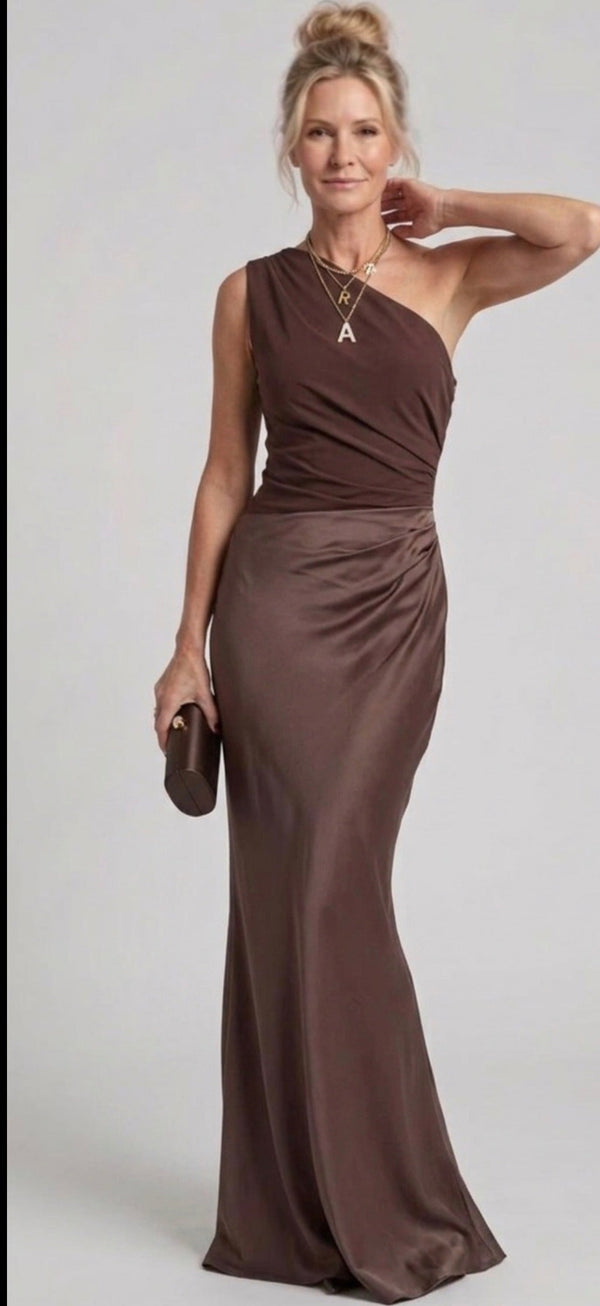 Violet & Grace | Satin Maxi Dress with Elegant Shimmer