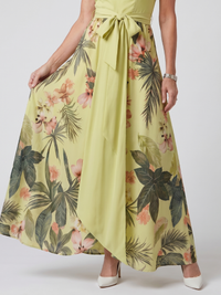 Meadow | Draped Halter Maxi Dress with Botanical Panels