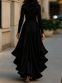 Palma | Draped Satin Maxi Dress with Ruffles