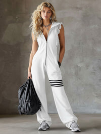 Diane | Retro Athletic Jumpsuit with Hood and Stripes