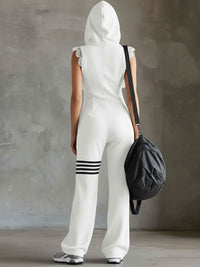 Diane | Retro Athletic Jumpsuit with Hood and Stripes