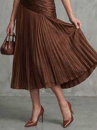 Theodora | Striped Midi Dress with Pleated Waist