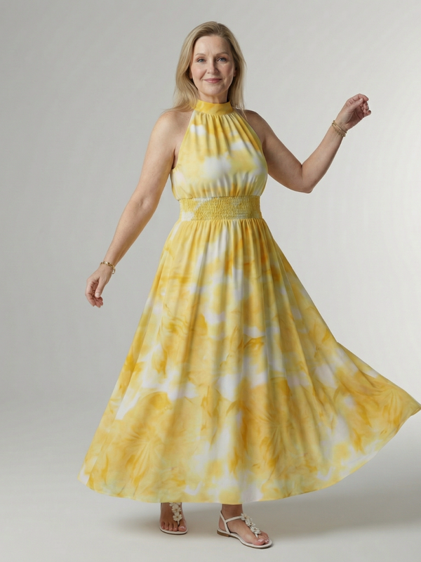 Sylin | Halter Midi Dress with Ruching