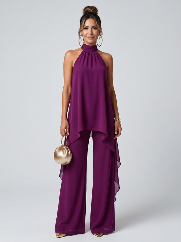 Zareen | Asymmetric Tunic Top and Wide-Leg Trousers Set