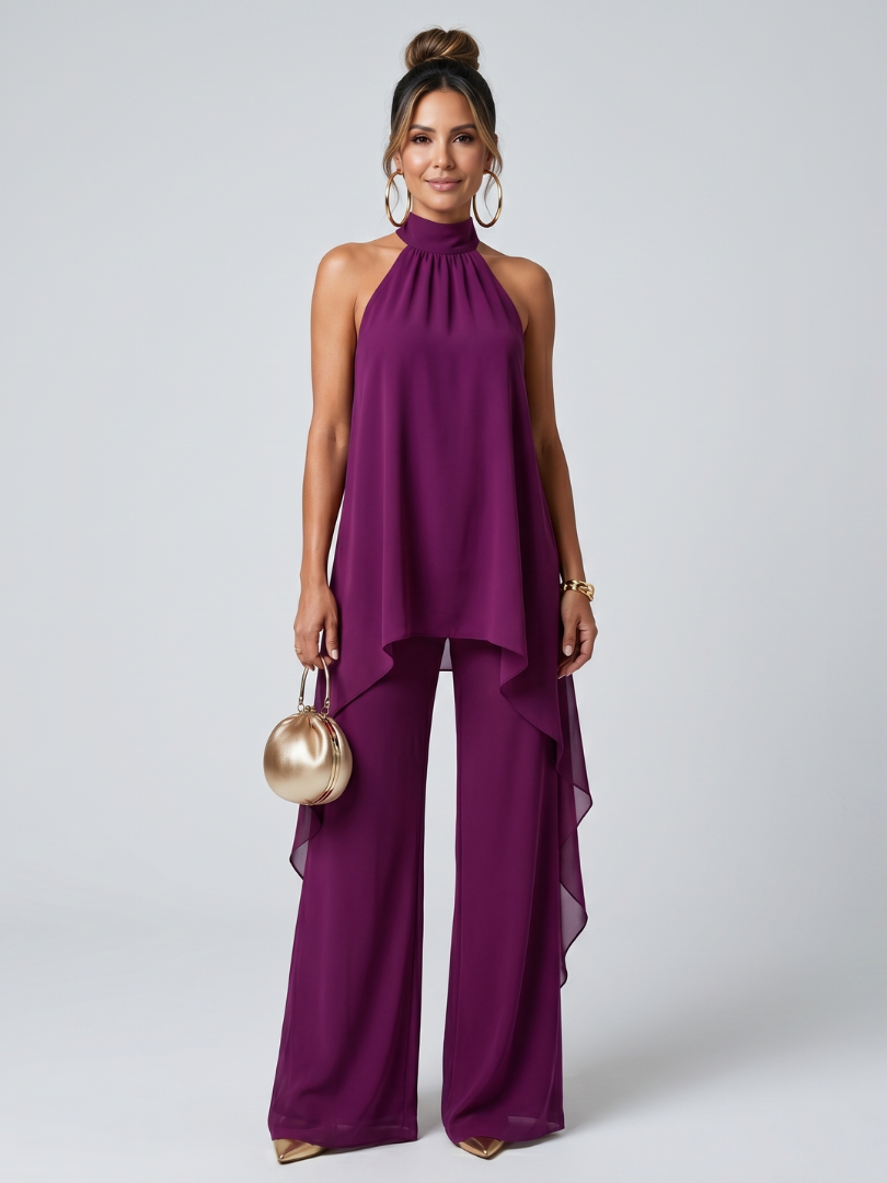 Zareen | Asymmetric Tunic Top and Wide-Leg Trousers Set