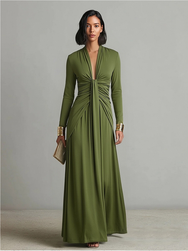 Valentine | Maxi Dress with V Neckline and Ruffles