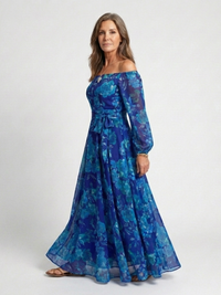 Violet & Grace | Floral Off-Shoulder Maxi Dress