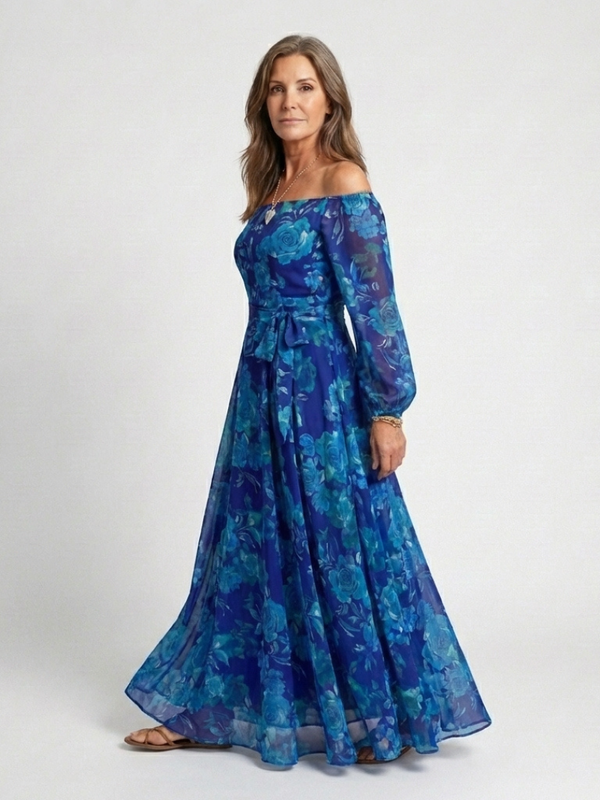 Violet & Grace | Floral Off-Shoulder Maxi Dress