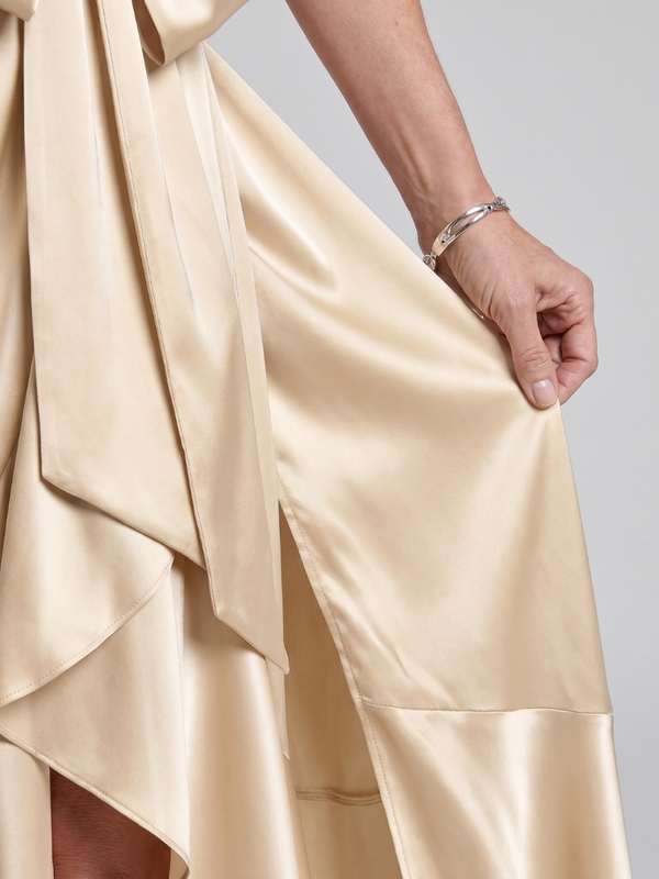Honora | Wrap Midi Dress with Halter Neckline and Asymmetric Hem