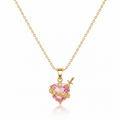 Immaculate Heart of Mary | Necklace with Pink Zircon