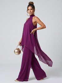 Zareen | Asymmetric Tunic Top and Wide-Leg Trousers Set