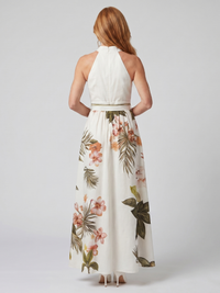 Meadow | Draped Halter Maxi Dress with Botanical Panels