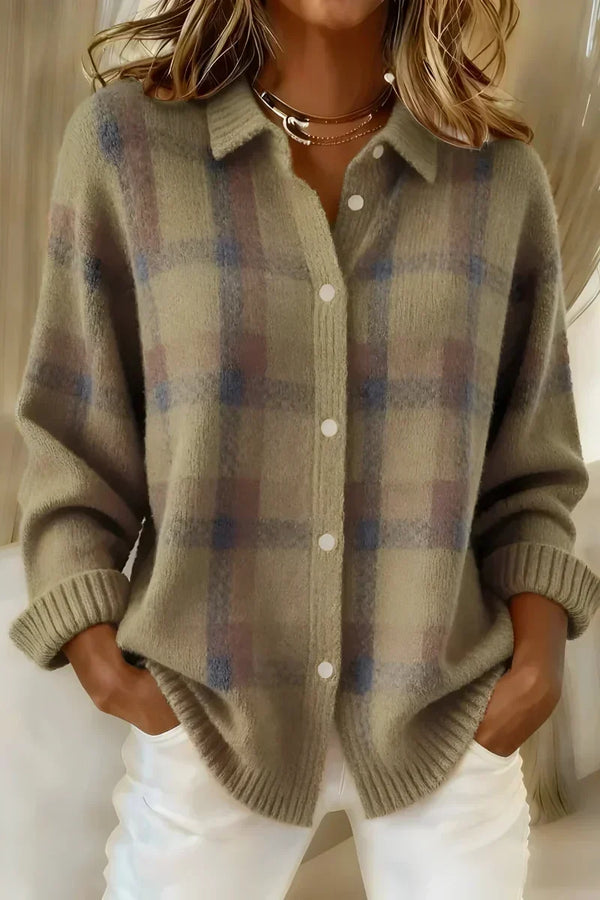 Taylor | Warm Knit Plaid Cardigan