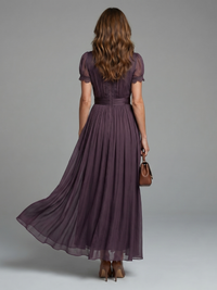 Elia | Maxi Dress with Gathered Waist and Keyhole Opening