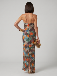 Larkin | Fitted Multicolor Maxi Dress with Scale Print