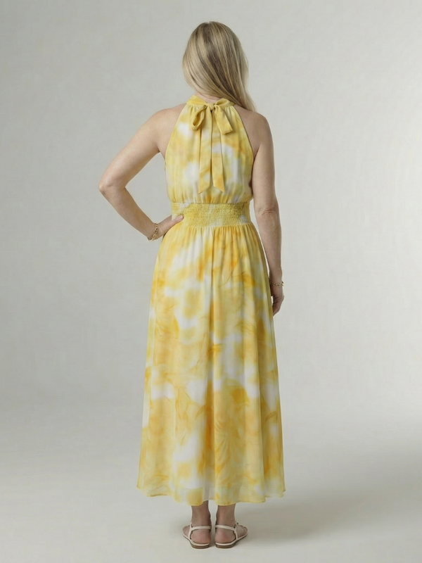 Sylin | Halter Midi Dress with Ruching