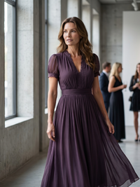 Elia | Maxi Dress with Gathered Waist and Keyhole Opening