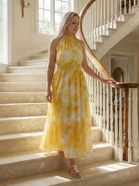Sylin | Halter Midi Dress with Ruching