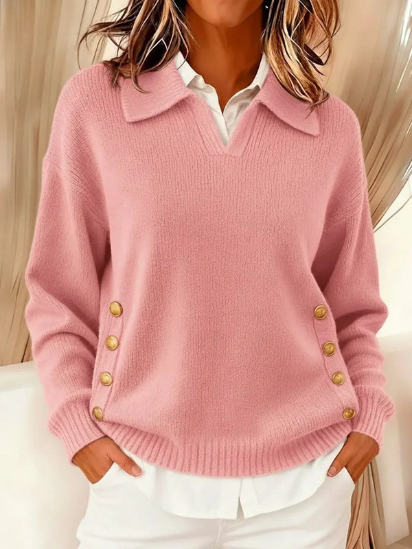 VARIETTE | COLLARED V-NECK KNIT SWEATER