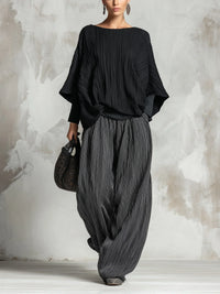 LUCIA | PLEATED BATWING TOP & WIDE-LEG PANTS SET