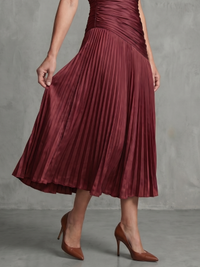 Theodora | Striped Midi Dress with Pleated Waist