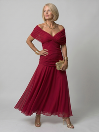 Violet & Grace | Flowing Off-Shoulder Midi Dress
