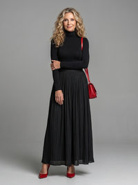 Lana | Midi Dress with Long Sleeves, Turtleneck, and Cinched Waist