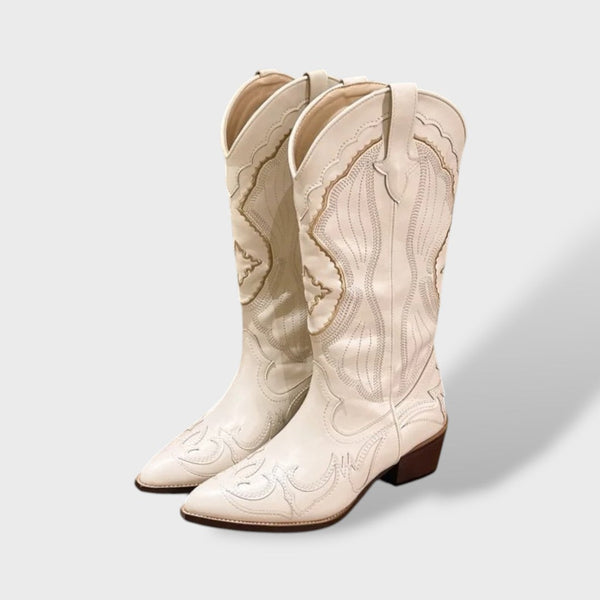 Women's Embroidered Cowboy Boots with Square Heel