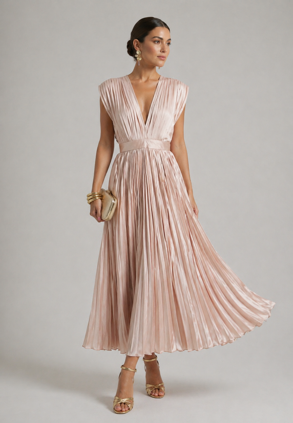 Violet & Grace | Timeless Pleated Midi Dress