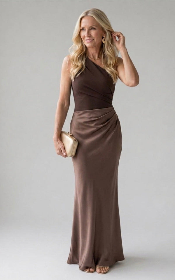 Violet & Grace | Satin Maxi Dress with Elegant Shimmer