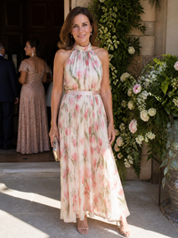 Violet & Grace | Floral Midi Dress with Halter Neckline