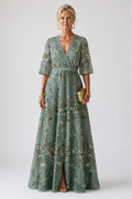 Violet & Grace | Floral Maxi Dress with V Neckline and Short Sleeves
