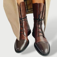 Women's Mid-Calf Leather Lace-Up Boots