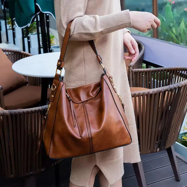 Hannah | Leather Hobo Shoulder Bag with Anti-Theft Protection