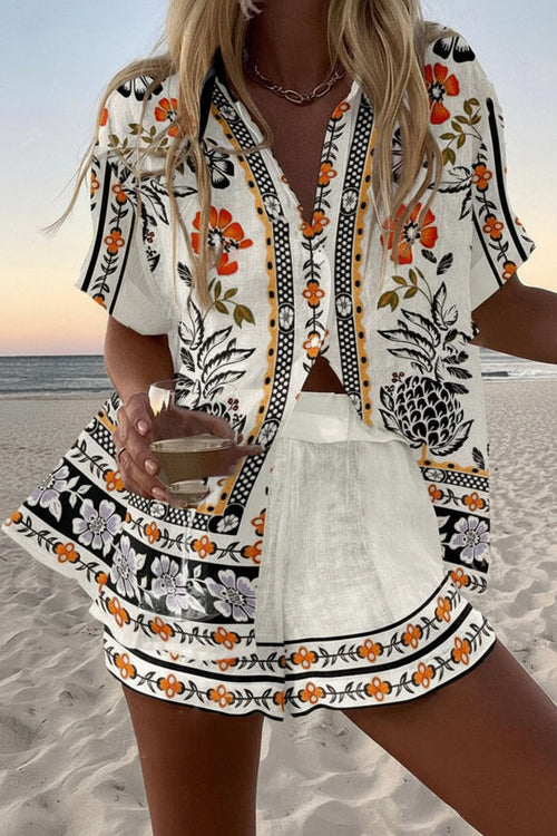 Seviglia | White Summer Set with Folk Art Print
