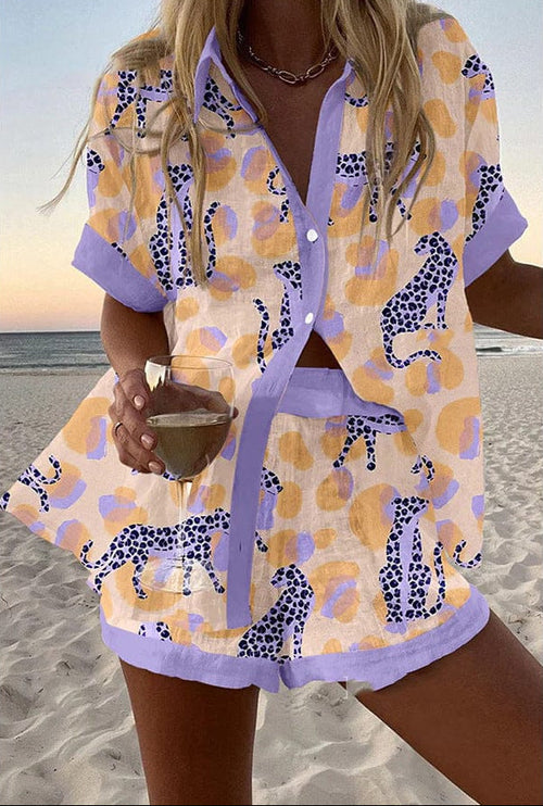 Serena | Summer Top and Shorts Set with Animal Print
