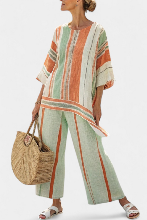 Grace | Women's Set with Asymmetric Top and Wide-Leg Pants