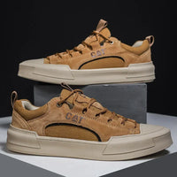 Ανδρικά δερμάτινα sneakers UrbanEdge σε χακί