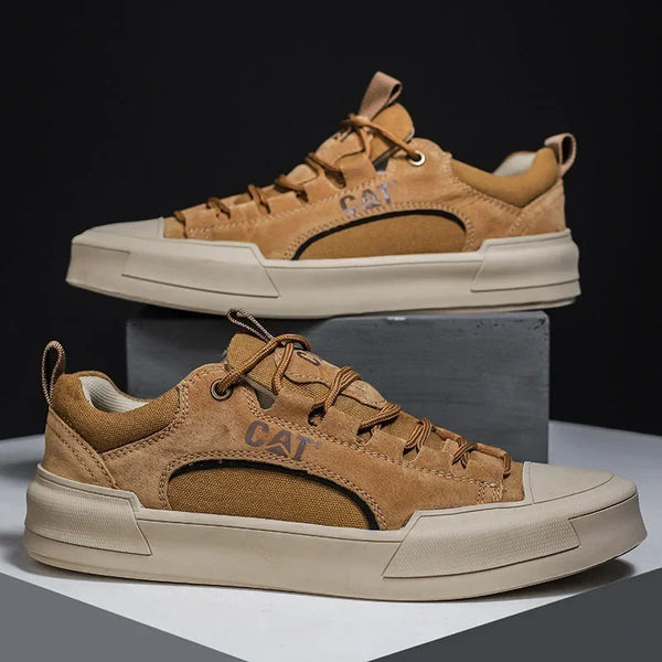 Ανδρικά δερμάτινα sneakers UrbanEdge σε χακί