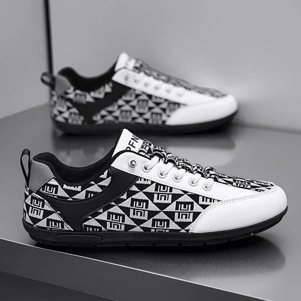 Ανδρικά slip-on αθλητικά παπούτσια Carlo σε μαύρο και λευκό, μπροστινή όψη