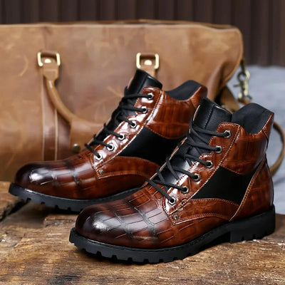 Dante Ferrara | Leather Boots with Crocodile Effect